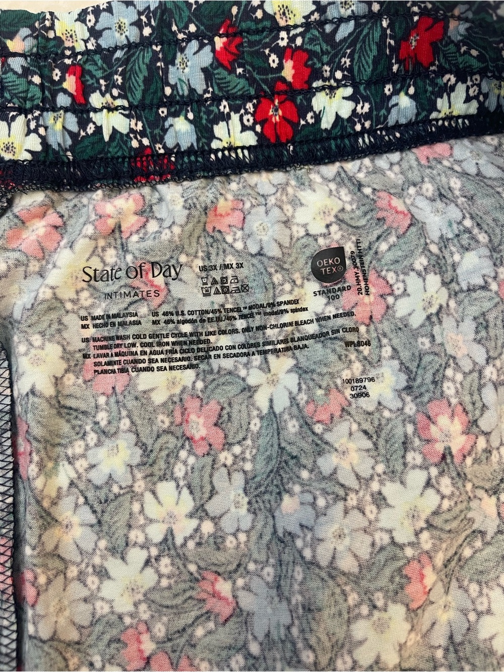 State Of Day Printed Jogger Pajama Pant Green Floral 3XL - Picture 7 of 10